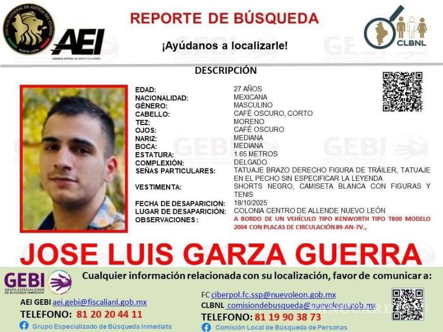 Buscan a traileros que salieron de Allende, Nuevo León a Reynosa, Tamaulipas y están desaparecidos