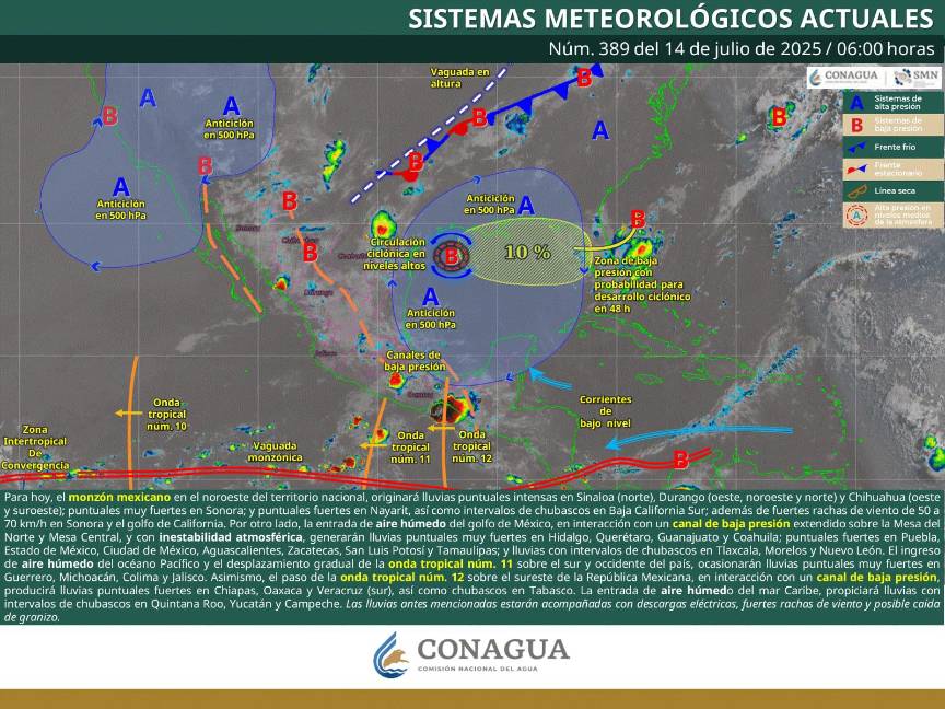 $!El Servicio Meteorológico Nacional advirtió sobre lluvias intensas y posibles granizadas en varias regiones de Coahuila.