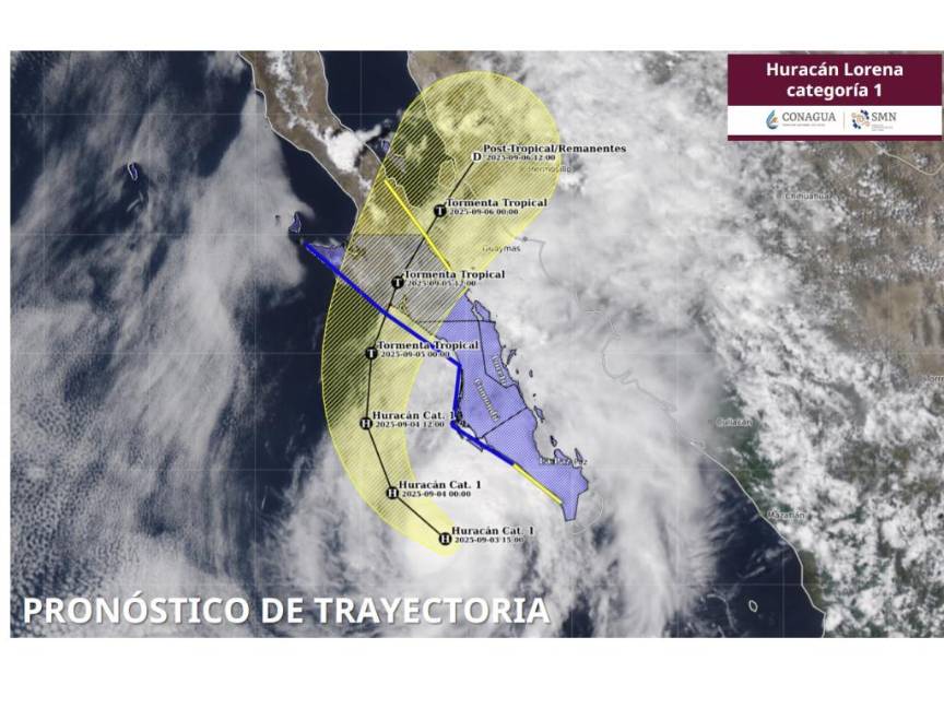 $!Huracán ‘Lorena’, en categoría 1, ¿cuál será su trayectoria por México?