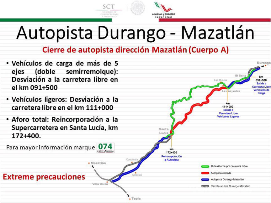 $!Tras explosión de pipa, cierran tramo de Autopista Mazatlán-Durango por daños en puente