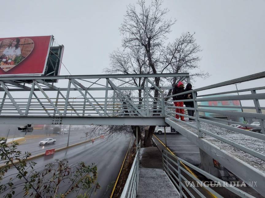 $!Los puente peatonales son un riesgo para los transeúntes a causa del hielo.