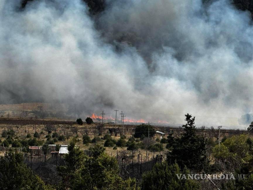 $!Columnas de humo se elevaban desde el cañón de Los Lirios durante el incendio forestal.