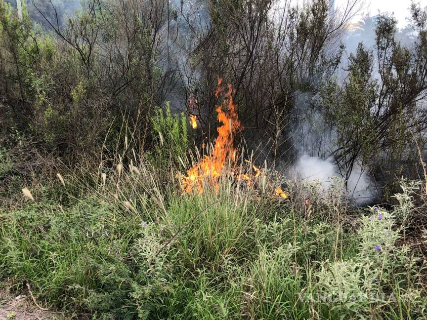 $!Incendio en terreno baldío al norte de Saltillo moviliza a los Bomberos