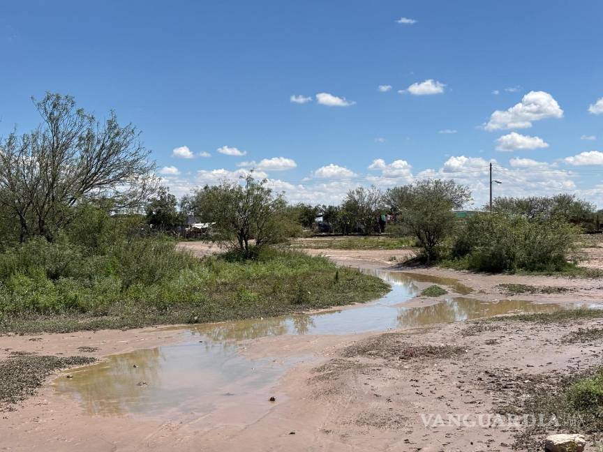 $!En el ejido Los Hoyos se apoyó a una familia cuya vivienda presentó acumulación de agua en su interior.