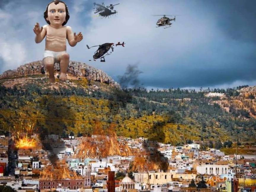 $!¿Ahora será el pasote perrón? Crean un Niño Dios gigante en Zacatecas y desata una ola de memes