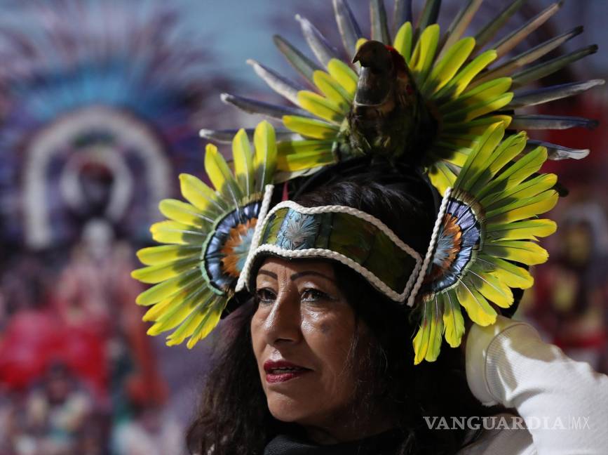 $!Marina Margarita Campos, esposa de Alejandro Vázquez líder de los danzantes Huizachtlan.