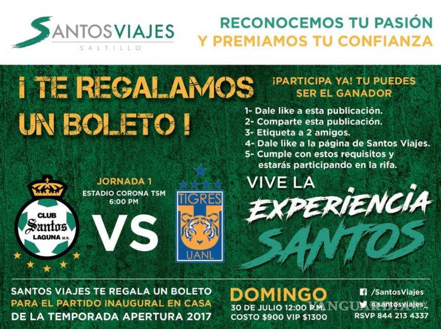 $!Regresa la experiencia Santos Viajes para el Apertura 2017