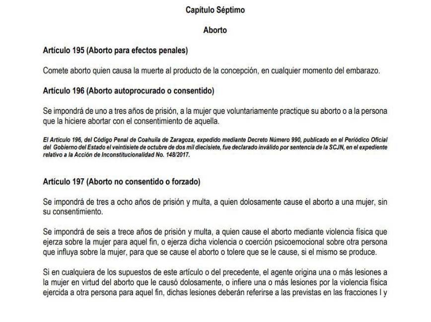 Oficial: el aborto quedó despenalizado en Coahuila; modifican Código Penal