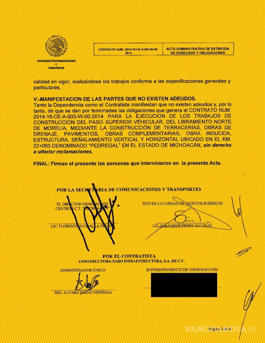 $!Las dependencias respaldan que las obras realizadas por EFOS se hicieron bien, deslindándolas de cualquier responsabilidad administrativa. | Imagen: SICT, respuesta de Transparencia