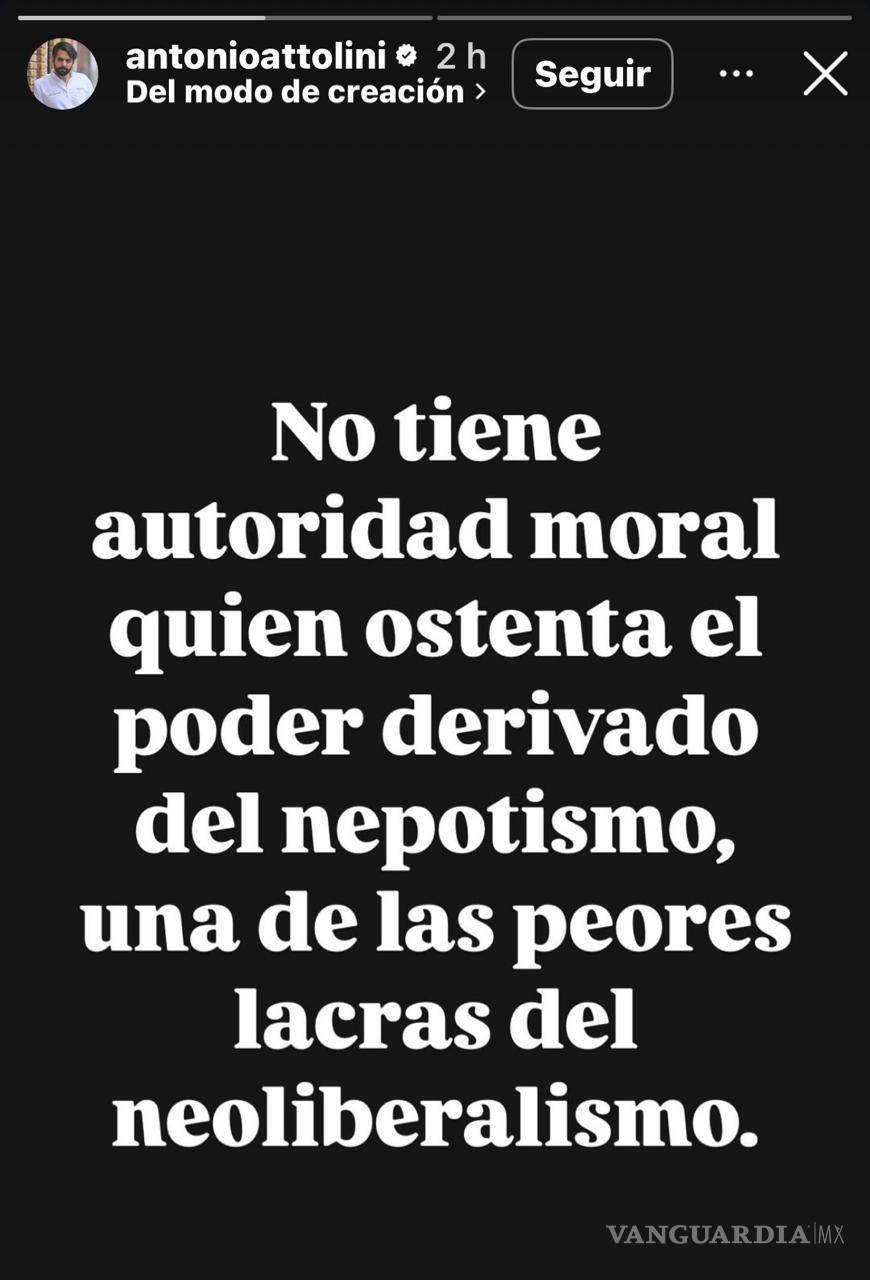 $!Desde la misma plataforma, Attolini publicó este mensaje horas después de la imagen de Guadiana.