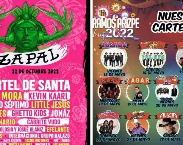 Usuarios en redes sociales compararon el cartel de Zapal con los de las Ferias de Saltillo y Ramos Arizpe.