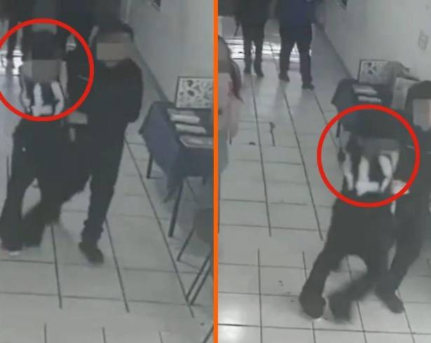 La Fiscalía General del Estado de Michoacán presentó imágenes que muestran a estudiantes desarmando al menor implicado.