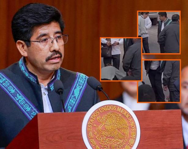 Acompañantes de Hugo Aguilar, ministro presidente de SCJN, son captados limpiándole los zapatos.