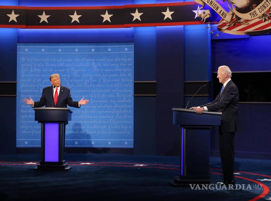 $!Donald Trump y Joe Biden durante debates presidencial en 2020.