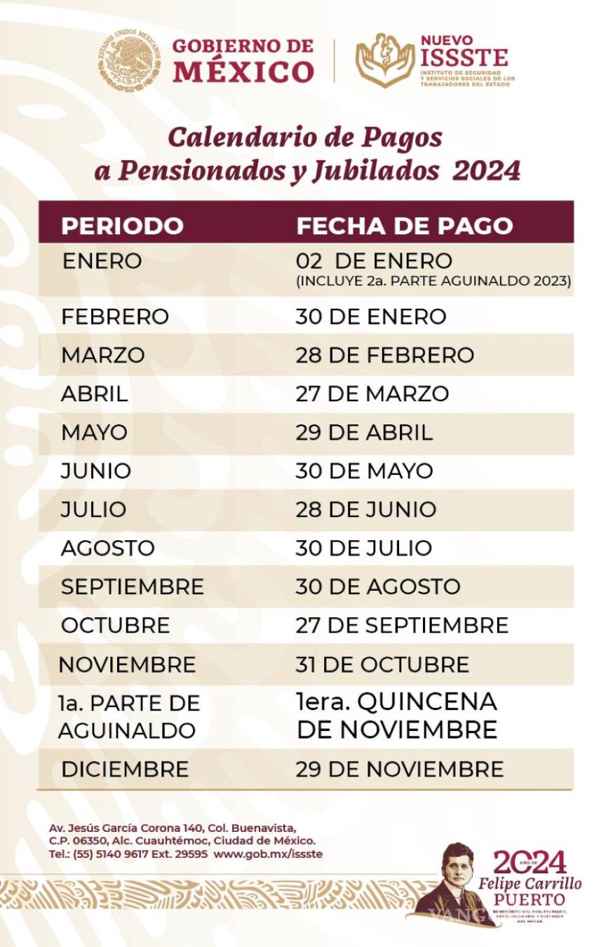 $!Calendario de pagos de la Pensión IMSS e ISSSTE: Estas son las fechas del segundo semestre de 2024