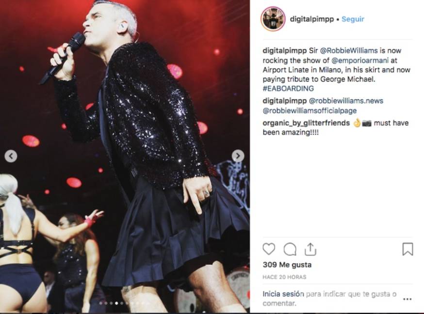 Robbie Williams da la sorpresa en la Semana de la Moda en Milán