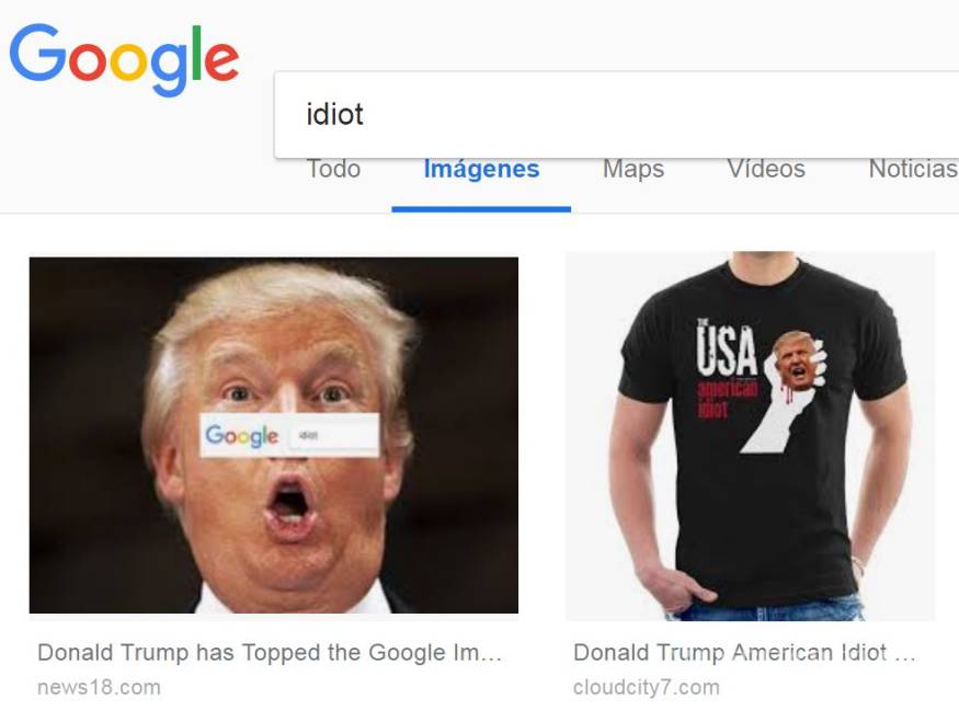 $!Google explica por qué aparece Donald Trump en resultados de imágenes al buscar 'idiot'