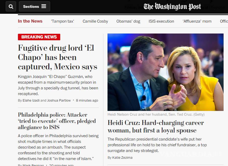 $!Medios internacionales destacan recaptura de El Chapo