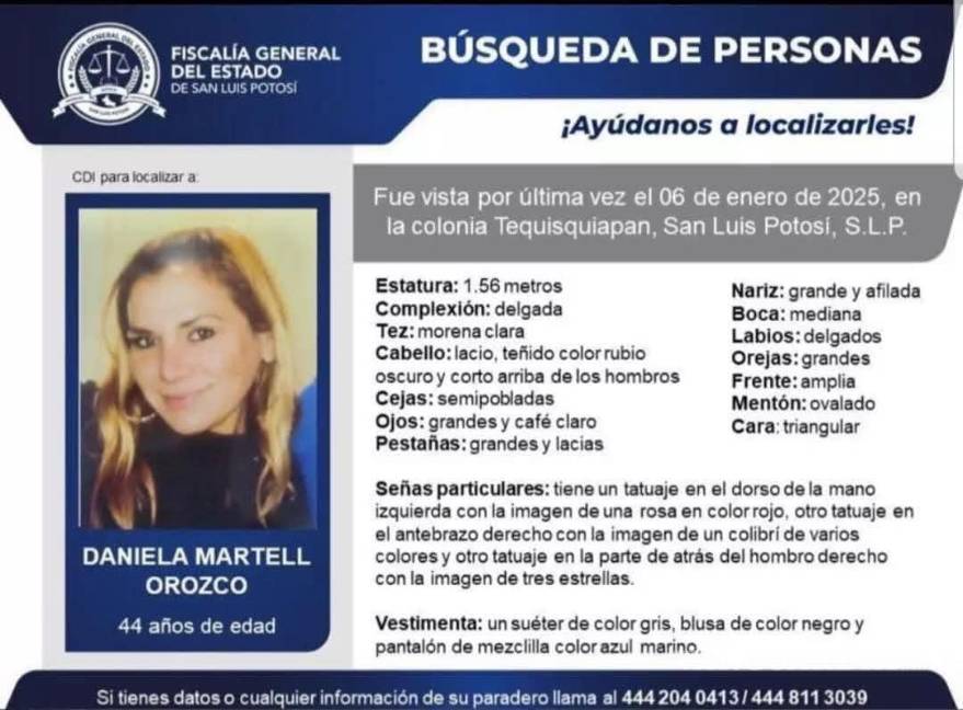 $!Investigan si restos hallados son de Daniela Martell, conductora de aplicación desaparecida en San Luis Potosí