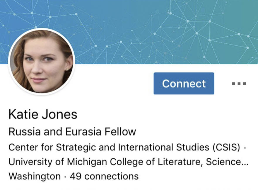 $!Katie Jones, creó un perfil fantasma en LinkedIn para espiar