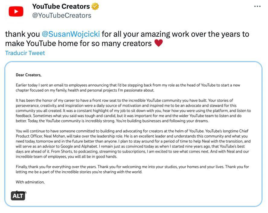 $!CEO de YouTube deja el cargo, tras casi 10 años