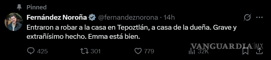 $!Robo en Tepoztlán no fue en casa de Noroña, aclara Seguridad Pública de Morelos