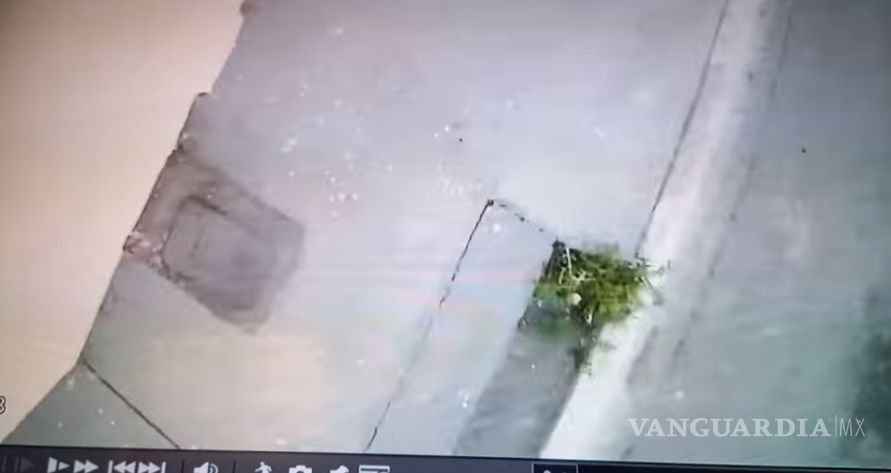 $!Tras el golpe, la cámara quedó hacia abajo, apreciándose la banqueta.