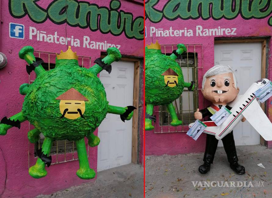 ¡Lo vuelven a hacer!: Crean piñatas con forma de AMLO con su rifa del avión presidencial y del coronavirus
