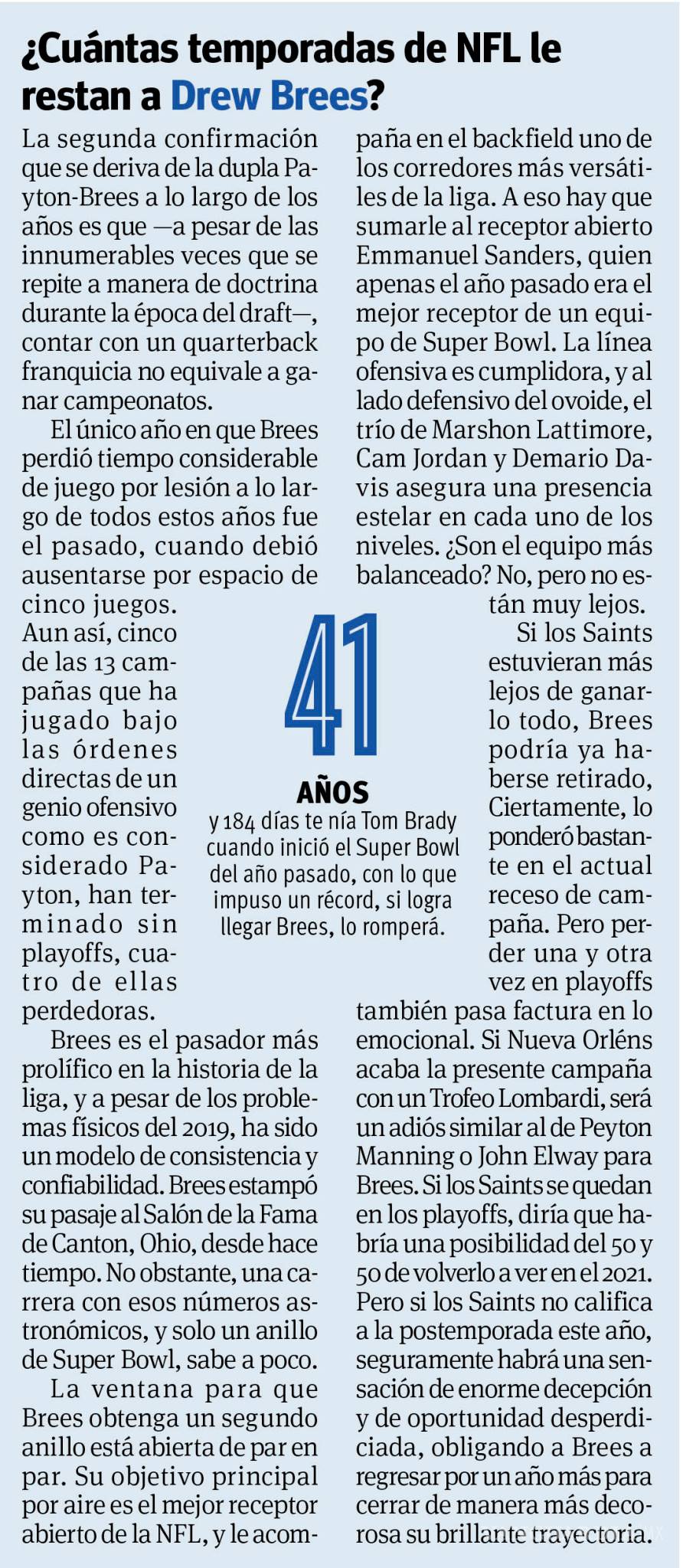 $!Leyendas en la NFC Sur en la Temporada 2020