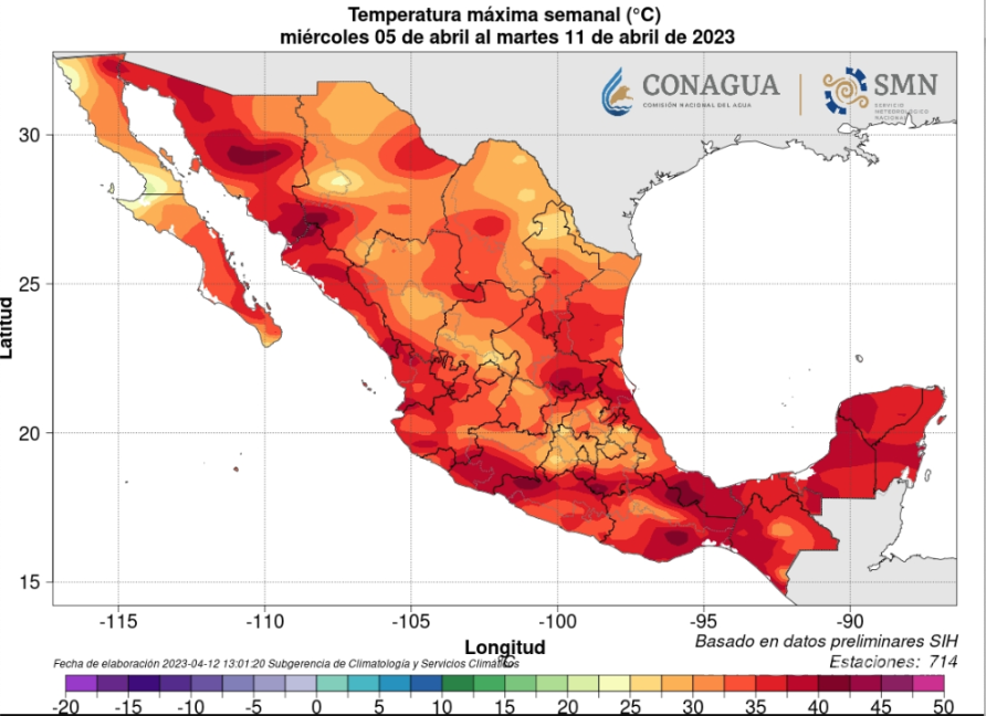 $!Temperaturas máximas de los últimos 7 días en México