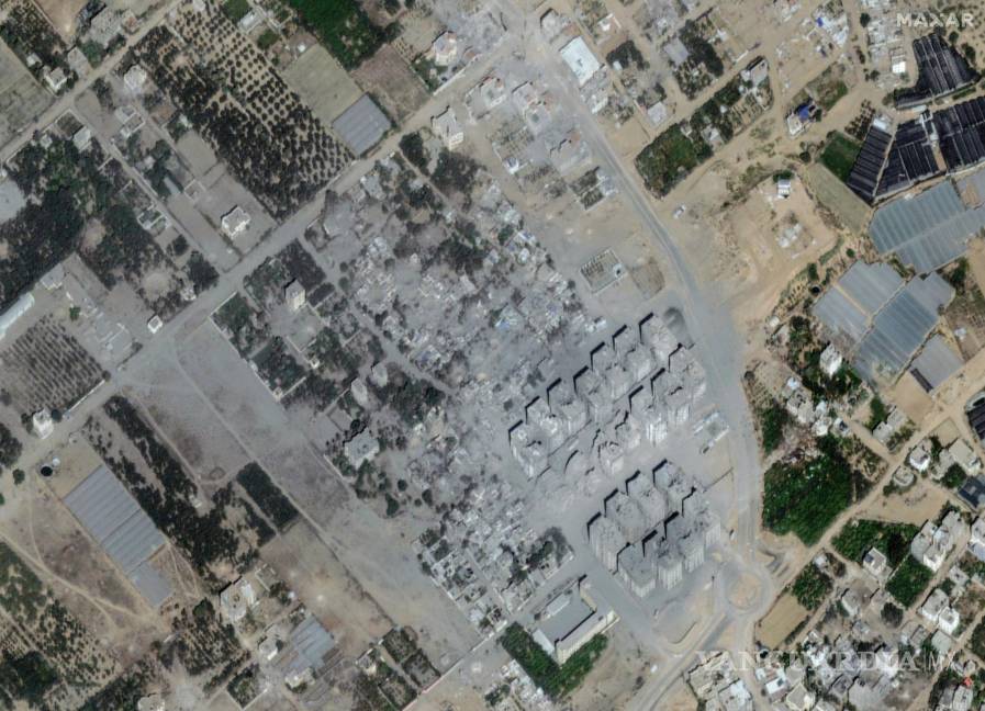$!Esta imagen que graves daños a edificios y estructuras de la zona de Atatra, en el norte de la Franja de Gaza, el 21 de octubre de 2023.