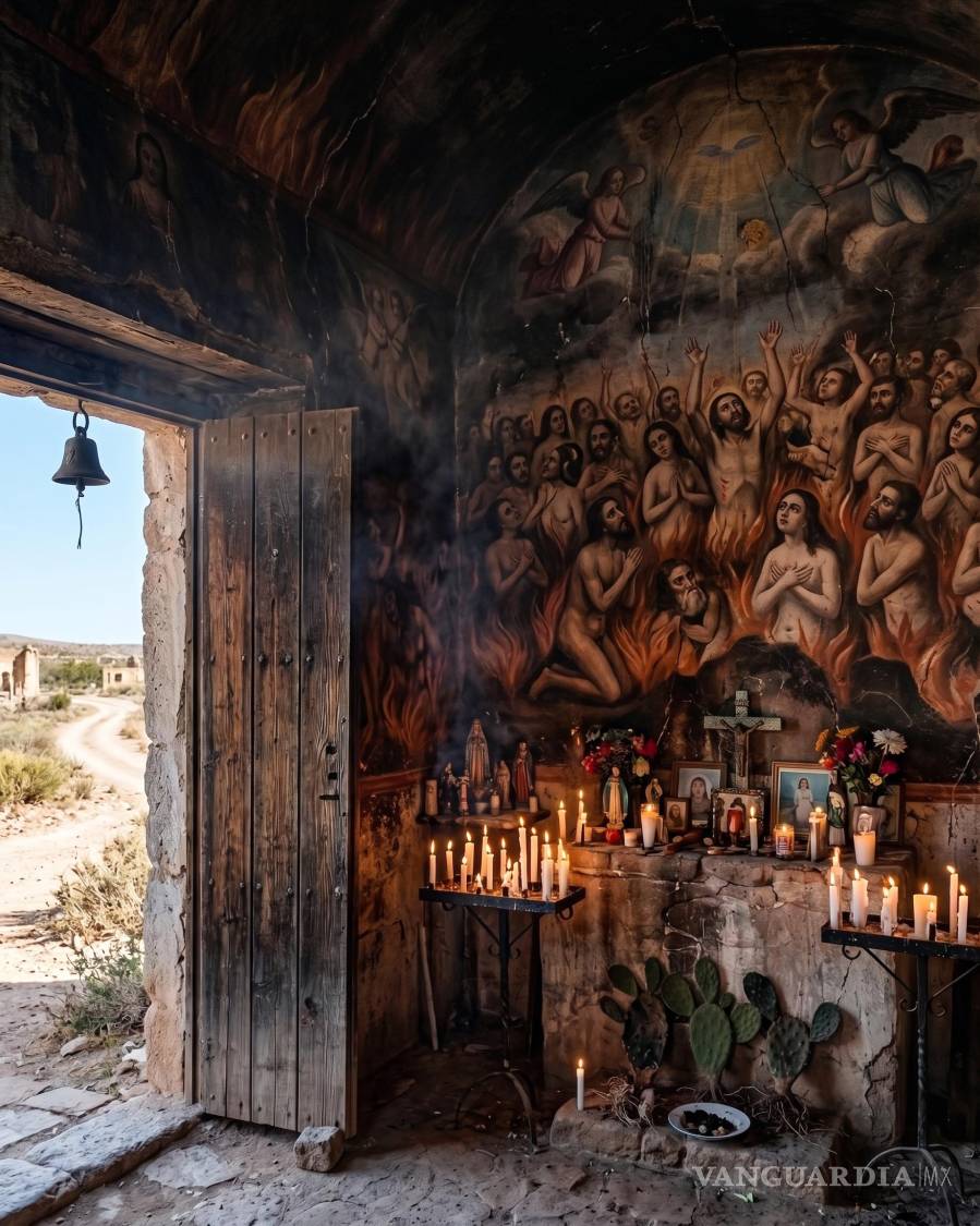 $!Fotografías, veladoras, cruces y pequeños objetos se acumulan frente al altar. En Las Ánimas, los muertos siguen ocupando un lugar entre las cosas de los vivos.