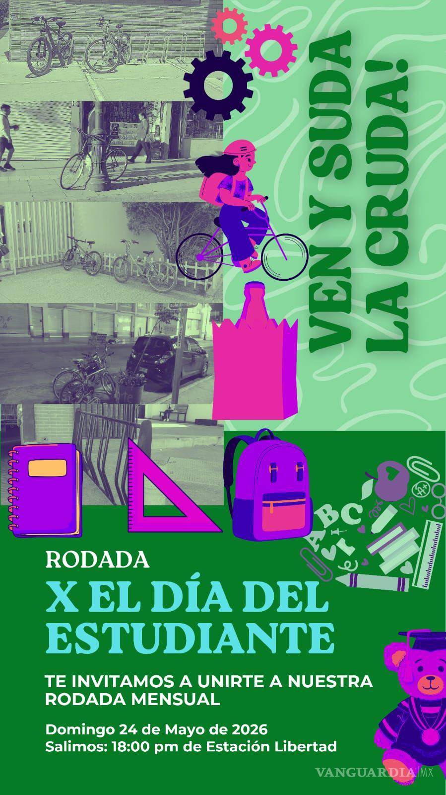 $!La rodada mensual de Transporte Digno Saltillo estará dedicada en esta ocasión a estudiantes de secundaria, preparatoria y universidad.
