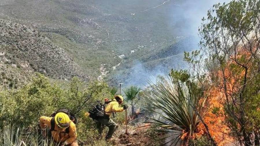 Personal municipal de Candela, Coahuila, se incorporó directamente a las labores para contener el incendio registrado en la serranía.