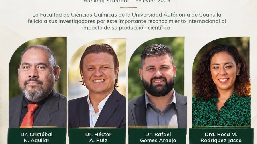 Cuatro investigadores de Ciencias Químicas de la UAdeC fueron incluidos en el ranking Stanford–Elsevier 2026.