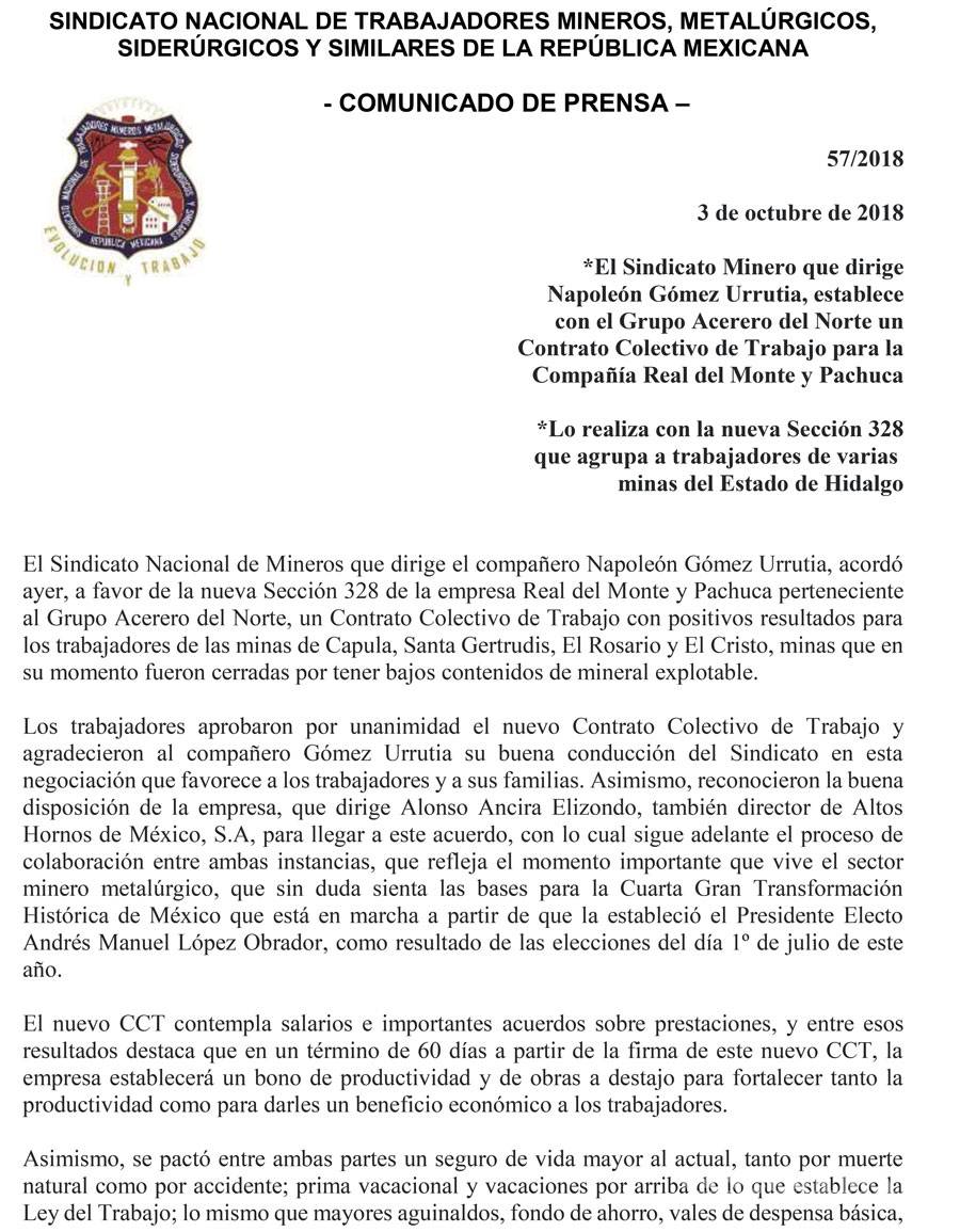$!AHMSA y 'Napito' hacen las paces, dan a mineros contrato con más prestaciones y seguros de vida