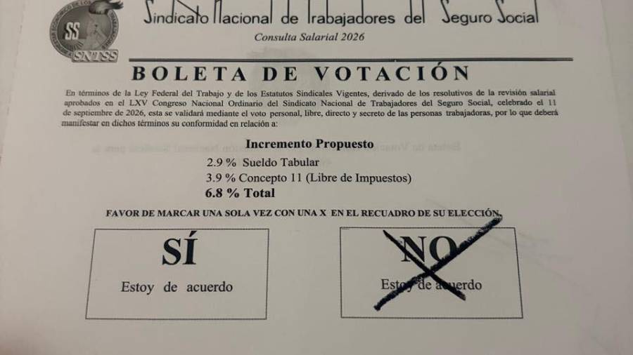 Boleta de votación de consulta salarial del IMSS