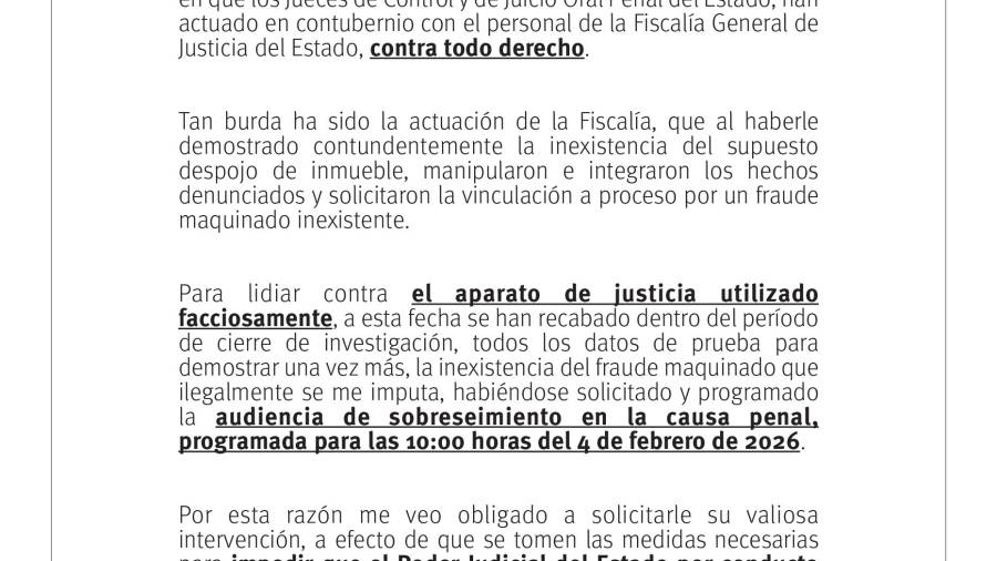 Defensa legal de Arturo Cortez, dueño de Garage y Talleres, pide sobreseer su caso ante fabricación de pruebas de la Fiscalía y del Poder Judicial de NL