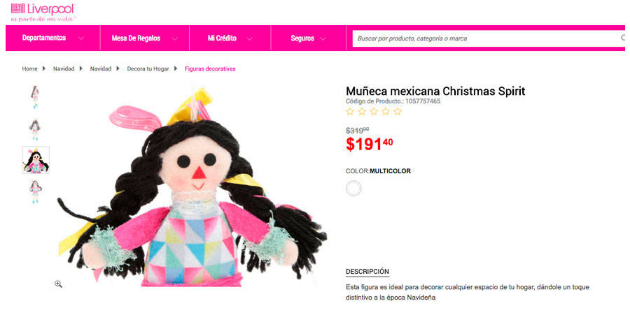 $!Critican a Liverpool por vender muñecas mazahuas hechas en China