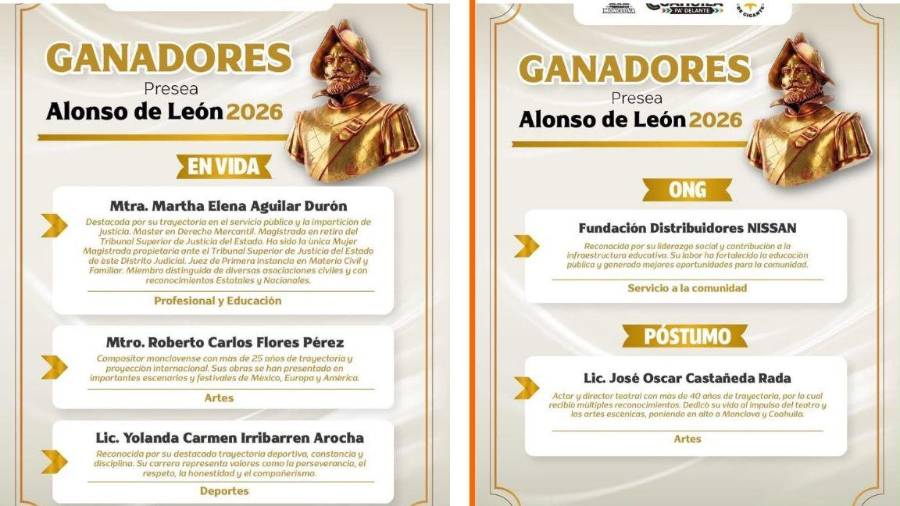 La Presea Alonso de León será entregada durante las actividades por el aniversario de la fundación de Monclova.