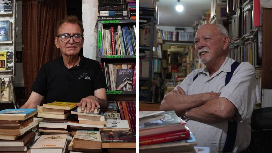 Marcas, sellos y fechas en cursiva; las cicatrices de los libros usados revelan la historia de sus antiguos dueños antes de llegar a los estantes de Saltillo.