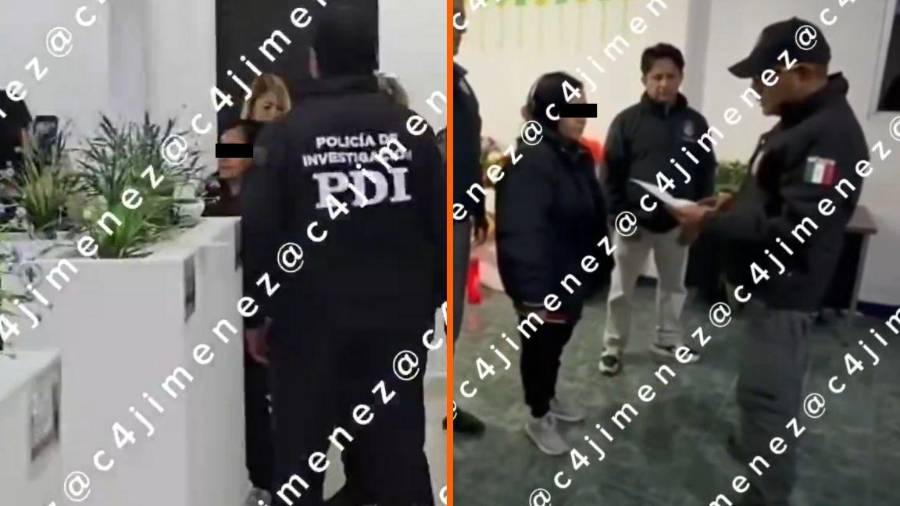 En videos difundidos en redes se observa a agentes de la Policía de Investigación notificando la orden de aprehensión a Gaby “N”