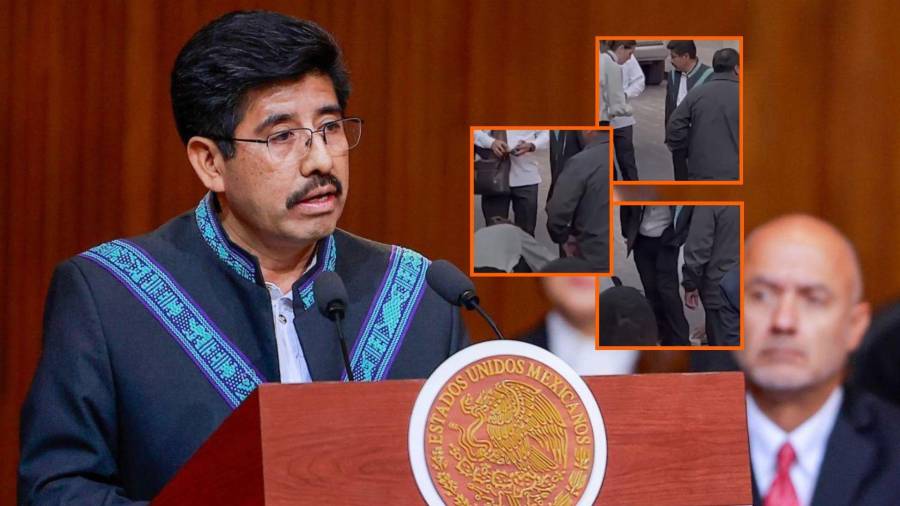 Acompañantes de Hugo Aguilar, ministro presidente de SCJN, son captados limpiándole los zapatos.