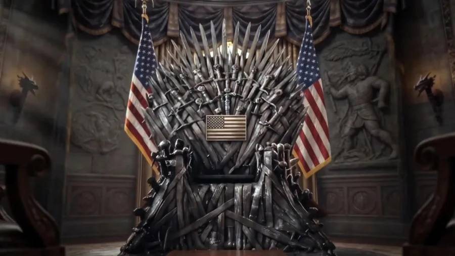 Captura de vídeo de la cuenta de la Casa Blanca en X @WhiteHouse que muestra al Despacho Oval convertido en el Trono de Hierro de la serie Juego de Tronos.