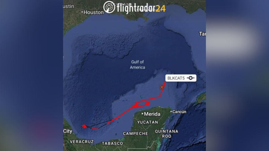 La presunta ruta del dron MQ-4C Tritón mostrada por Código Magenta sugiere un vuelo de vigilancia cercano al Sureste mexicano durante la madrugada del miércoles