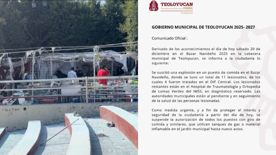 Explosión en Bazar Navideño en el Estado de México deja 11 lesionados