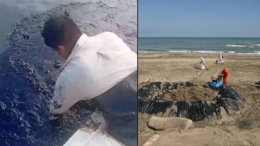Reportan presencia de contaminantes en el agua y playas por supuesta fuga de Pemex