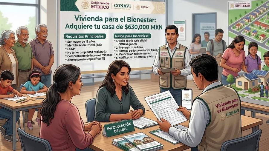 El programa Vivienda para el Bienestar contempla casas de hasta 630 mil pesos para familias que cumplan con requisitos de ingresos, vivienda y seguridad social.