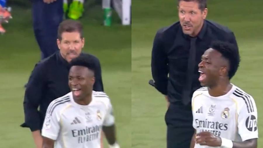 Vinicius Jr. protagonizó un nuevo episodio de tensión con Diego Simeone durante el derbi entre Real Madrid y Atlético de Madrid en la Supercopa de España.