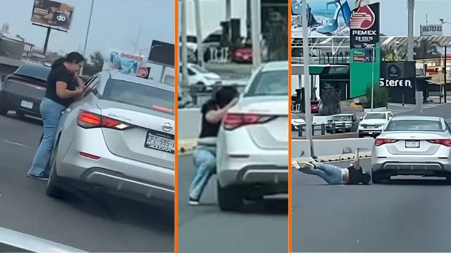 Automovilistas captaron el momento en que el conductor de un auto Sentra aceleró, tras un presunto choque al vehículo de una mujer.